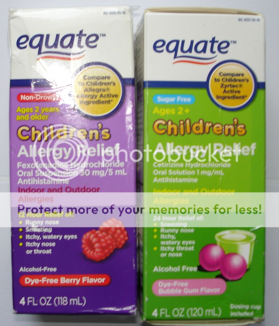 2 Equate Childrens Allergy Relief Liquid in Berry & Bubble Gum 17 + 10